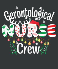One Merry gerontological nurse Christmas T-Shirt design vector nurse christmas, christmas day nurse shirt, Santa, Xmas, nurse quote, christmas tree, winter snowflakes, christmas santa,