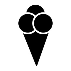 A large ice cream balls symbol in the center. Isolated black symbol