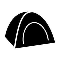 A large tourist tent in the center. Isolated black symbol