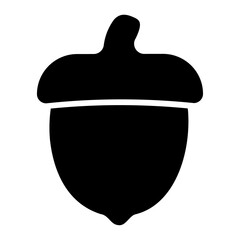 A large acorn symbol in the center. Isolated black symbol