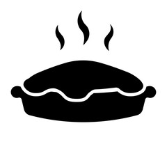 A large hot pie symbol in the center. Isolated black symbol