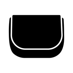 A large ladies handbag symbol in the center. Isolated black symbol