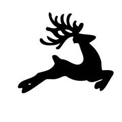A large Christmas deer in the center. Isolated black symbol