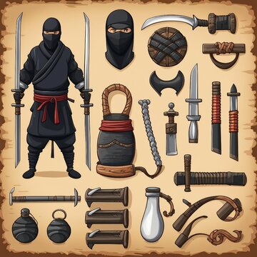 ninja equipment illustration background
