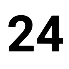 A large around the clock symbol in the center. Isolated black symbol