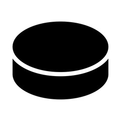 A large hockey puck in the center. Isolated black symbol