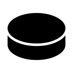 A large hockey puck in the center. Isolated black symbol