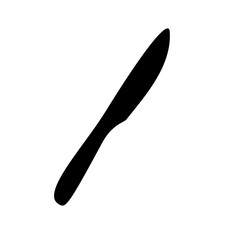 A large kitchen knife symbol in the center. Isolated black symbol