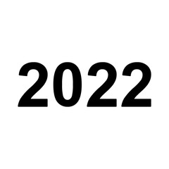 A large 2022 year symbol in the center. Isolated black symbol