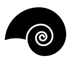 A large marine nautilus symbol in the center. Isolated black symbol