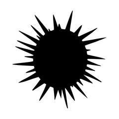 A large sea urchin symbol in the center. Isolated black symbol