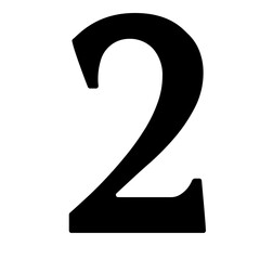 A large number two symbol in the center. Isolated black symbol