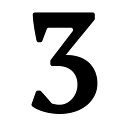 A large number three symbol in the center. Isolated black symbol