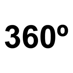 A large 360 degree symbol in the center. Isolated black symbol