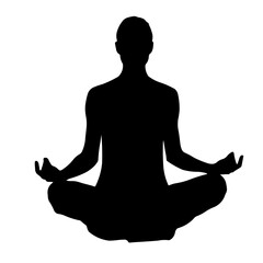 A large yoga symbol in the center. Isolated black symbol