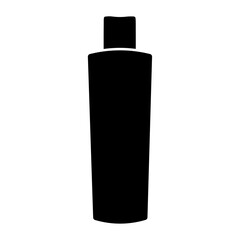 A large shampoo symbol in the center. Isolated black symbol