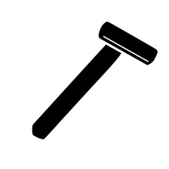 A large mens razor symbol in the center. Isolated black symbol
