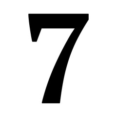 A large number seven symbol in the center. Isolated black symbol