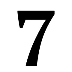 A large number seven symbol in the center. Isolated black symbol