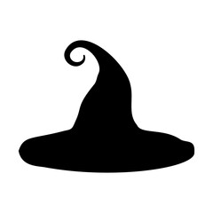 A large witch hat symbol in the center. Isolated black symbol