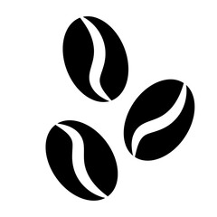 A large coffee beans symbol in the center. Isolated black symbol
