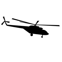 A large helicopter symbol in the center. Isolated black symbol