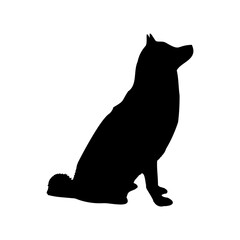 A large dog symbol in the center. Isolated black symbol