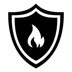 A large fire protection symbol in the center. Isolated black symbol