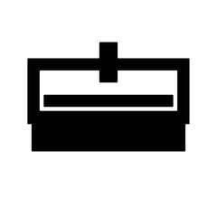 A large cnc machine symbol in the center. Isolated black symbol