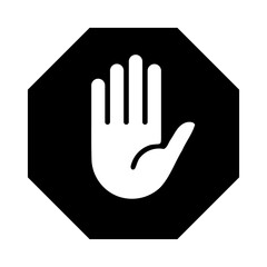 Obraz premium A large stop hand symbol in the center. Isolated black symbol