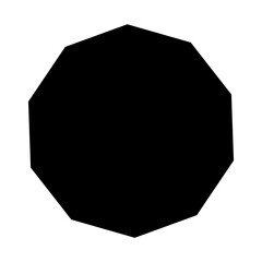 A large decagon symbol in the center. Isolated black symbol
