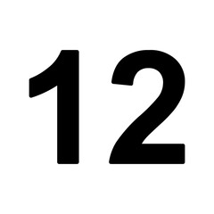A large twelve number in the center. Isolated black symbol