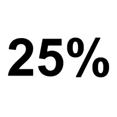 A large 25 percent symbol in the center. Isolated black symbol