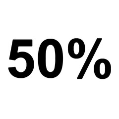 A large 50 percent symbol in the center. Isolated black symbol