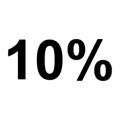 A large 10 percent symbol in the center. Isolated black symbol