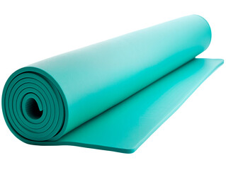 Carpet for Pilates, turquoise for yoga and fitness, carpet for sports. Isolated on a transparent background.