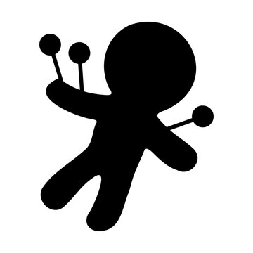 A large Voodoo Doll symbol in the center. Isolated black symbol