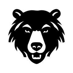 A large bear head symbol in the center. Isolated black symbol