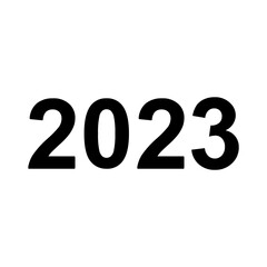 A large 2023 year symbol in the center. Isolated black symbol