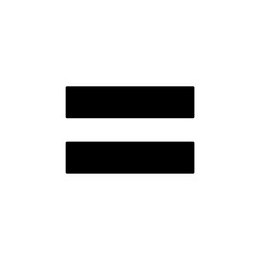 A large equals symbol in the center. Isolated black symbol