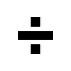 A large division symbol in the center. Isolated black symbol