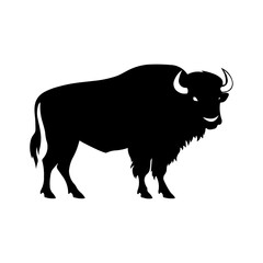A large buffalo symbol in the center. Isolated black symbol. Vector illustration on white background
