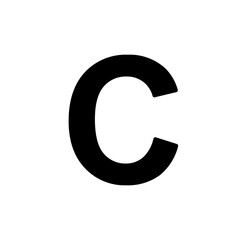 A large capital letter C symbol in the center. Isolated black symbol. Vector illustration on white background