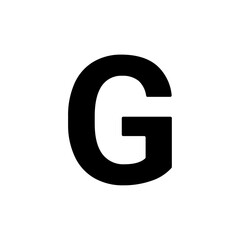 A large capital letter G symbol in the center. Isolated black symbol. Vector illustration on white background