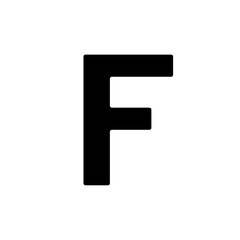 A large capital letter F symbol in the center. Isolated black symbol. Vector illustration on white background