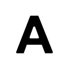 A large capital letter A symbol in the center. Isolated black symbol. Illustration on transparent background