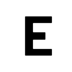 A large capital letter E symbol in the center. Isolated black symbol. Vector illustration on white background