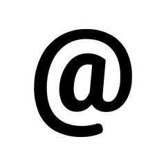 A large at symbol in the center. Isolated black symbol. Illustration on transparent background