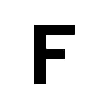 A large capital letter F symbol in the center. Isolated black symbol. Illustration on transparent background