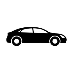 A large car symbol in the center. Isolated black symbol. Illustration on transparent background